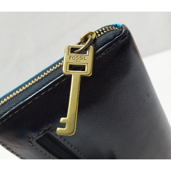 Fossil Patchwork Multicolor Leather Zip Around Credit Card Wallet - Picture 6 of 16